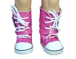 Fuchsia Bright Color Long Shoelaces Doll Boots , 18 inch Do