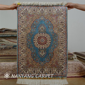 2'x3' Light Blue Persian Tabriz Carpet