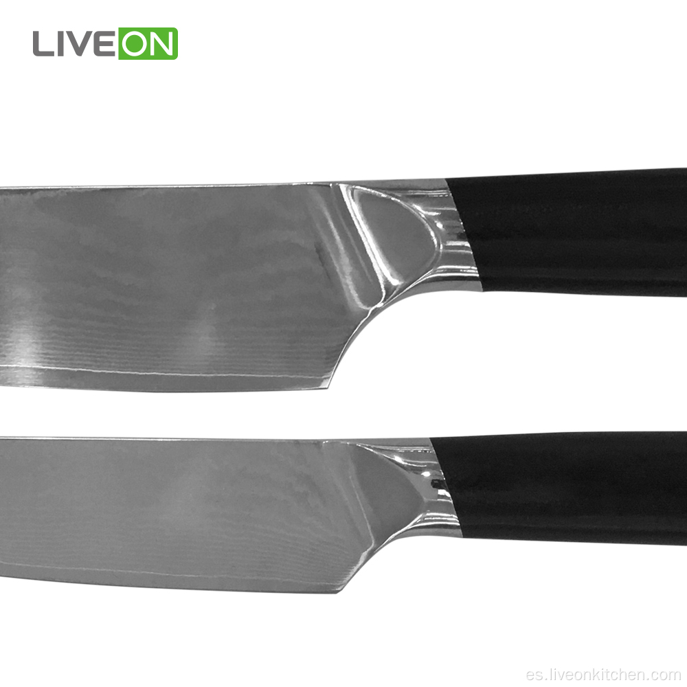 Juego de cuchillos de cocina de acero Santoku Damasco de 67 capas