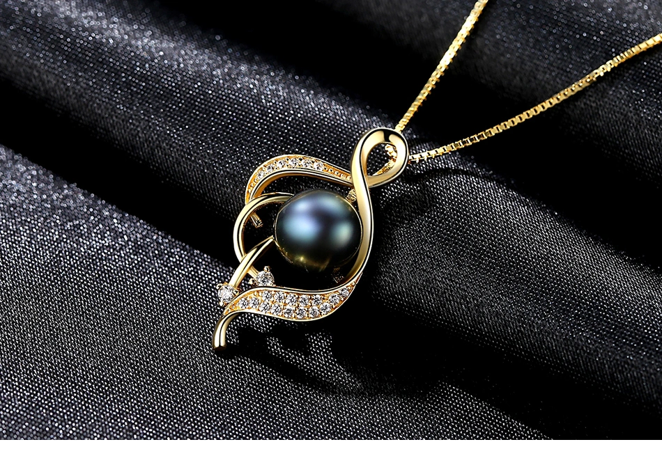 Music Design Gold Plated 925 Sterling Silver Freshwater Pearl Pendant Necklaces