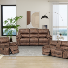 Dark Brown PU Leather Reclining Sofa