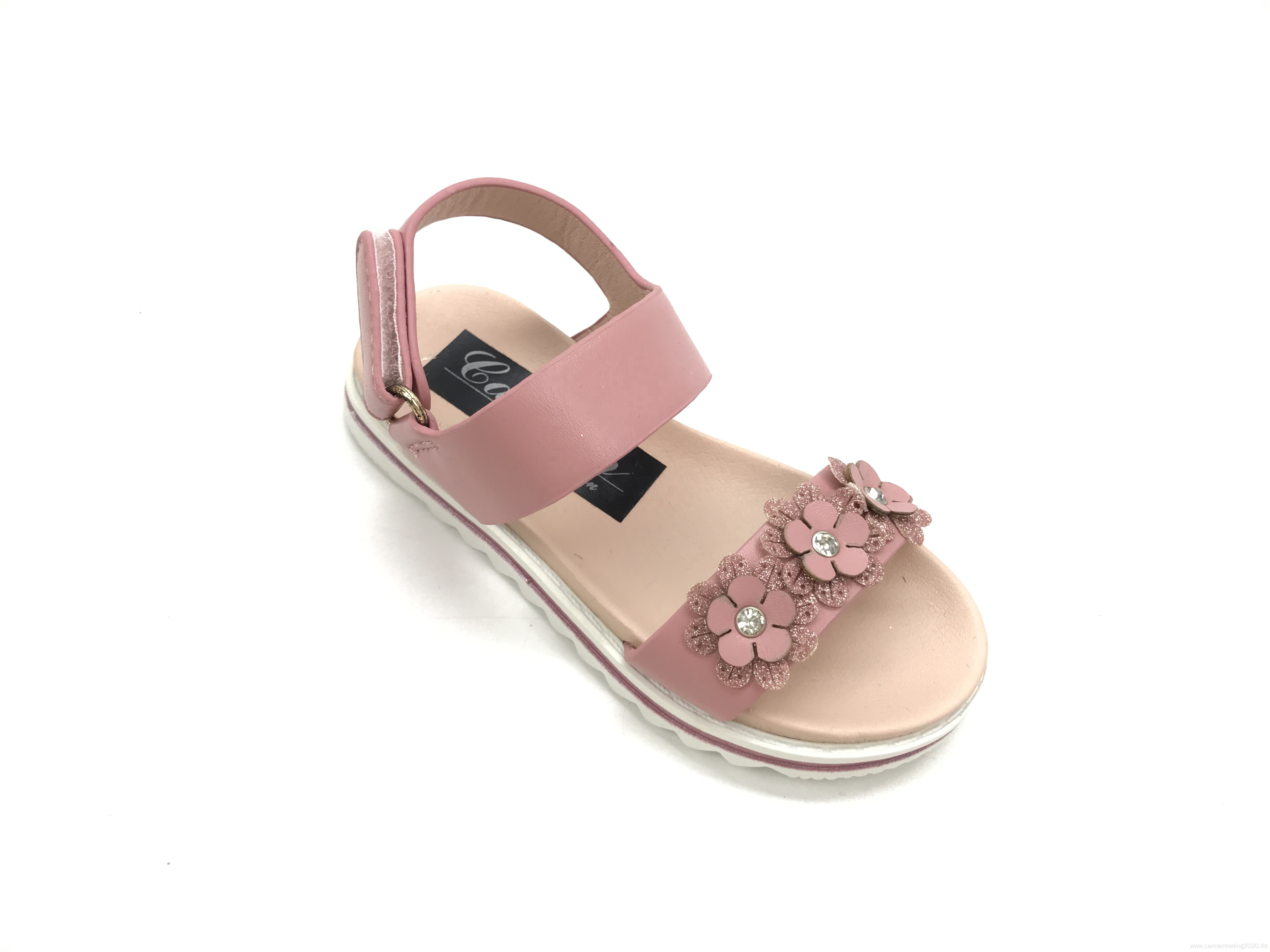 Sweet Girls Flat PU Sandals Flower Glitter shoes