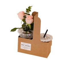Customized Biodegradable Paper Cup Carrier Trays with Handles