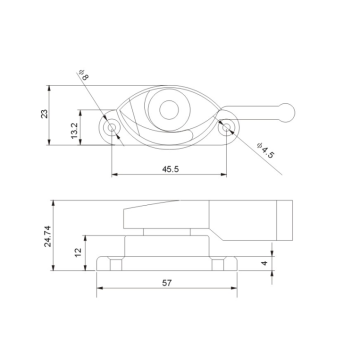 Serrure à croissant en alliage de zinc pour fenêtre coulissante en aluminium