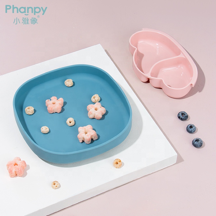 Assiette à dîner en silicone pour bébé avec forme de nuage à ventouse