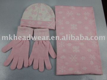 kids' machine knitted hat, scarf & gloves set