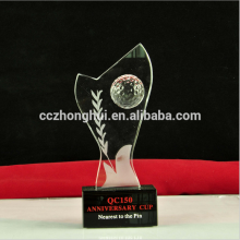 high-end quality wholesale glass golf trophy