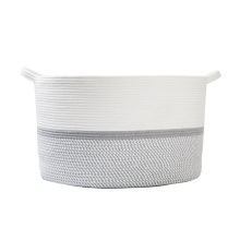 Large cotton rope round braid laundry storage basket