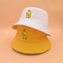 Logo orange frayed string bucket hat