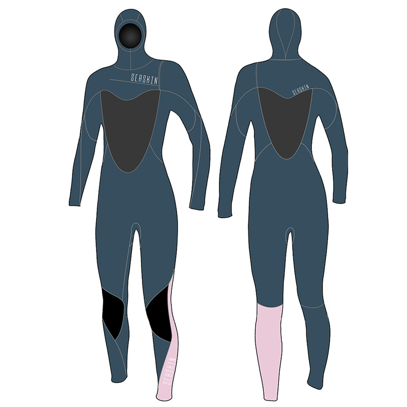 Seaskin Diving Wetsuits Zip Dada 5mm Hooded Wanita