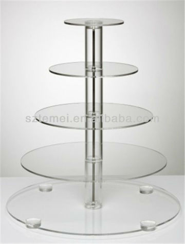 Crystal clear acrylic round design tiered wedding cupcake stand