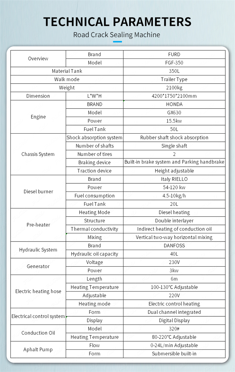 350L road crack sealing machine