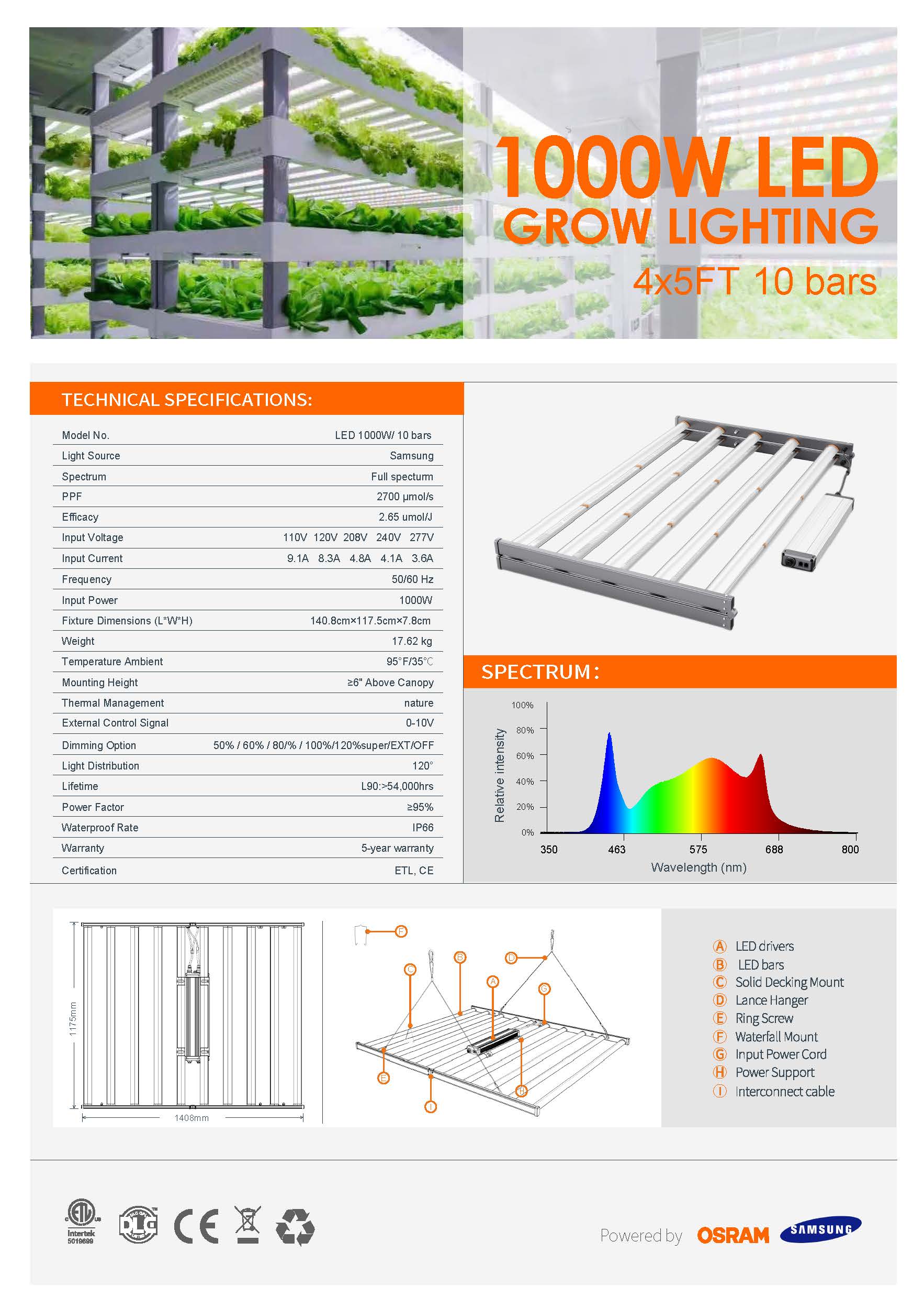 LED1000W-301B-10 bars 4x5ft LED1000W-301B-10 bars 4x5ft