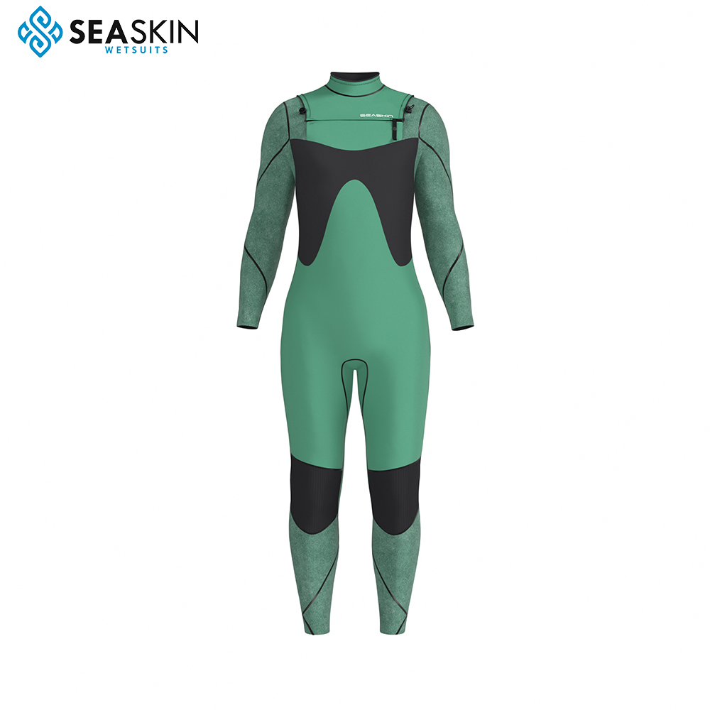 Seaskin Mens 4/3mm zip zip neoprene wetsuits สำหรับการขึ้นเครื่อง