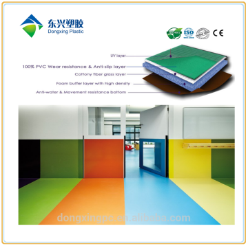 Eco friendly PVC cushioned commercial flooring, foamed flooring, sponged flooring