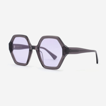 Arc Hexagon and Dimensional Acetate Unisex Sunglasses