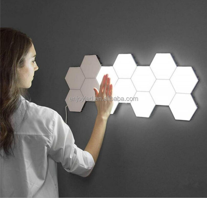 Rebow drop shipping stock wall mounted magnetic honeycomb quantum white touch DIY led night hexagonal lights