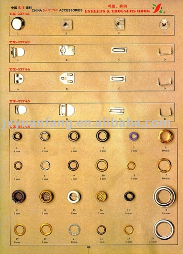 eyelets or  trousers hooks or loops