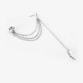 Vintage Earring Women Silver Gold Leaf Ear Cuff Earrings with Long Chain Jewelry Simple Leaf Tassel Ear Crawler Climber Stud