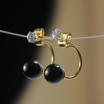 Handmade Artificial Black Pearl Stud Earrings