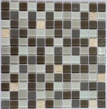 25x25x4mm Glass mix marble mosaic tile