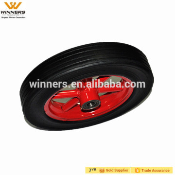 12 inch heavy duty metal spoke solid rubber wheel