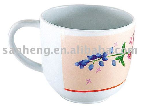 Round melamine handled coffee cup