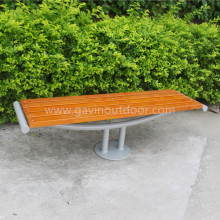 Backless metal leg park bench outdoor bench wood