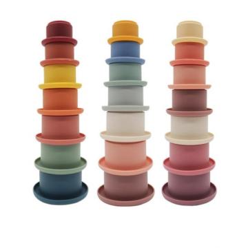 Colorful silicone non toxic stack up cup toy