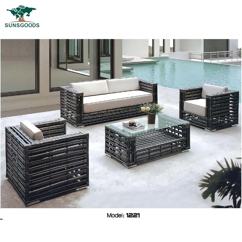 Chinese Garden Hotel Resort Villa Project Wicker Rattan Modern Home Sofa Set