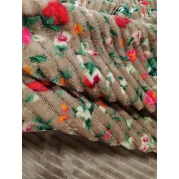 100% polyester strip printed flannel fabric