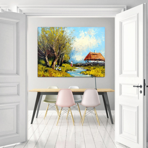 Modern Peaceful Countryside Canvas Painting
