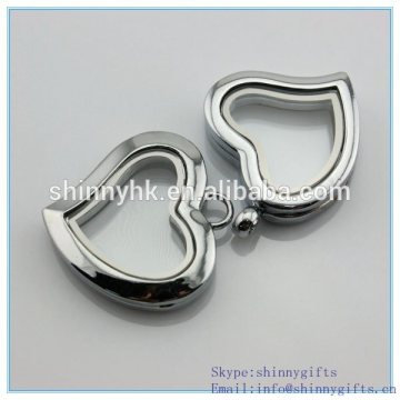stainless steel box locket pendant necklaces with heart shape
