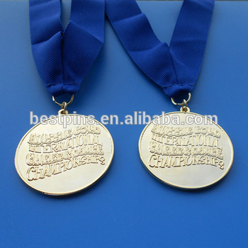 Custom embossed logo glossy gold medals championship