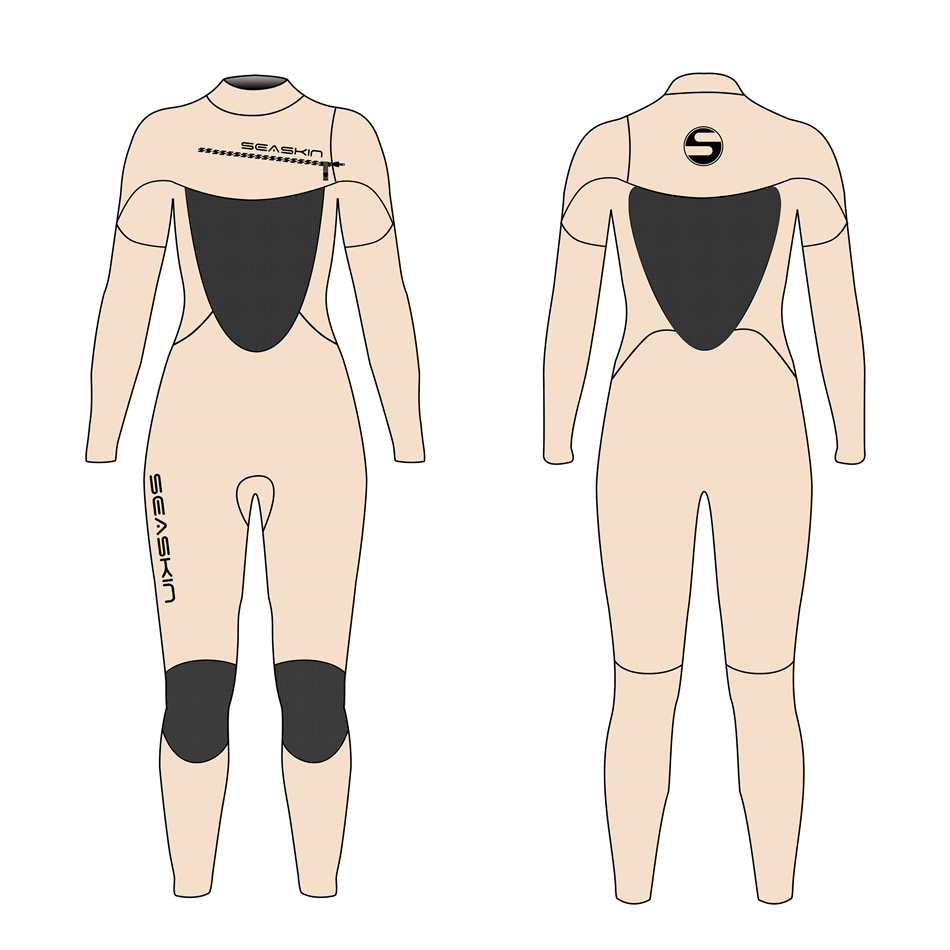 Seaskin kadın 2mm göğüs fermuarlı vapur sörf wetsuit