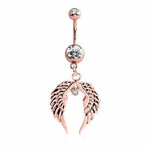 Rose Gold Çift Kristal Jeweled Belly Wings