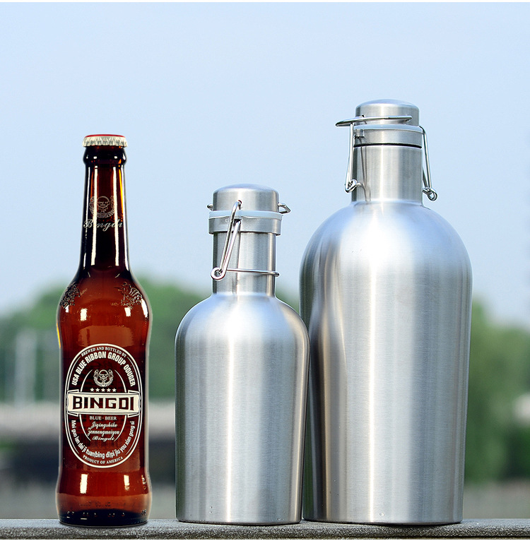 2L 2.5L Double Wall Growler Stainless Steel Flask Vacuum Thermos Beer Wine Flask