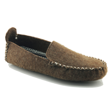 Wholesale men house brown wool felt slippers