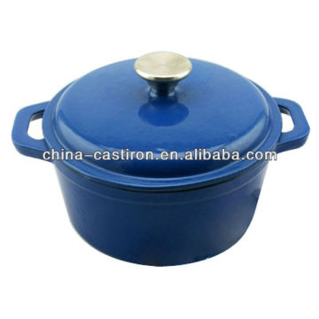 blue cast iron enamel stew pot