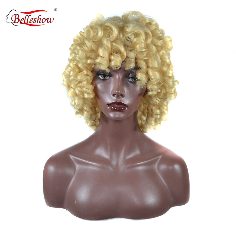 Hot sell wholesale cheap black wig  fashion black African small roll fluffy roll lady wig