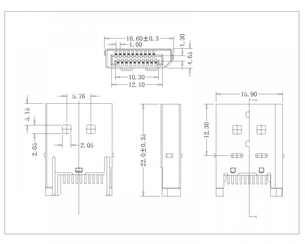 Display port 20p plug utan krok