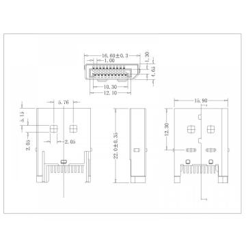 Display poort 20p plug zonder haak