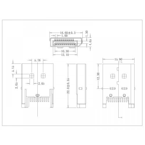 フックなしでポート20pプラグを表示します