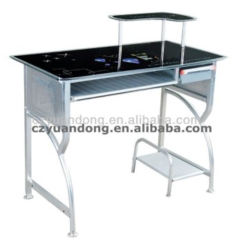 Firm Structure Glass and Stainless Steel Computer Desk