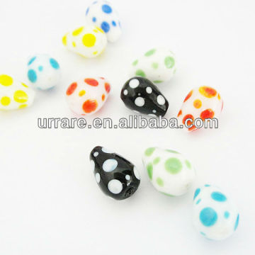 14*20mm Teardrop with Dots Lampwork Glass Beads