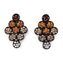 Stud Earrings with Silver Plating, Decorated with Rhinestones