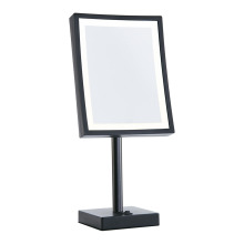 Matte black framed lighted table mirror