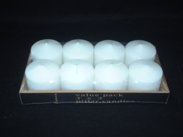 8 Pieces Carton Packed White  Pillar Candle