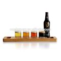 2015 novo design de cerveja de madeira degustação Serving bandeja Paddle Beer Bamboo 4 Beer Flight com alça