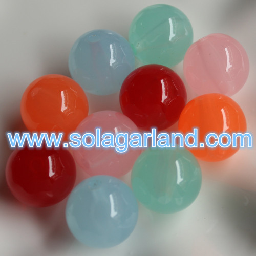 19MM &amp; 24MM Acryl Round Chunky Beads Translucent Spacer Half Hole Drilled Beads